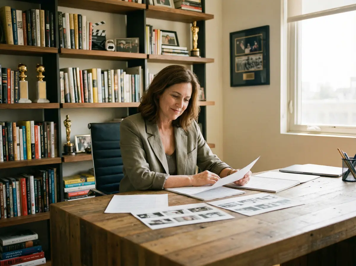 资深制片人在办公室审阅剧本的 草榴 场景